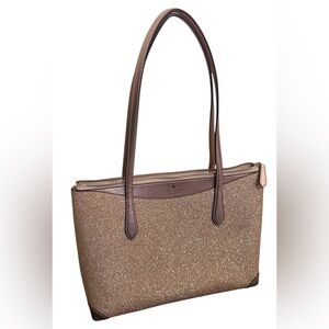 SOLD—Kate Spade Rose Gold Glitter Sparkle Tote Bag